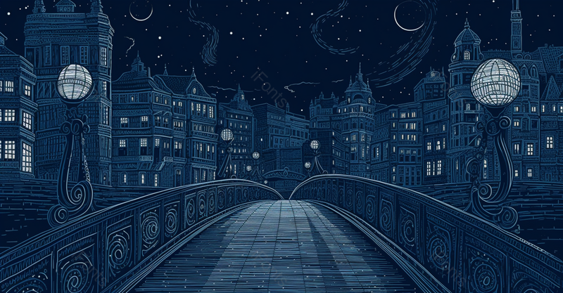 欧式建筑房子大桥卡通手绘场景,插画/手绘图,插画/手绘图库,插画/手绘图下载,插画/手绘